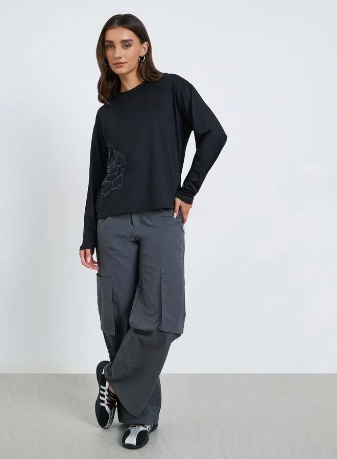 Styli Women Long Sleeve Graphic Print T-Shirt